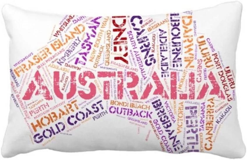 DIYthinker Australia Flavor Map Scenic Spots Illustration Throw Pillow Lumbar Insert Cushion Cover Home Decoration