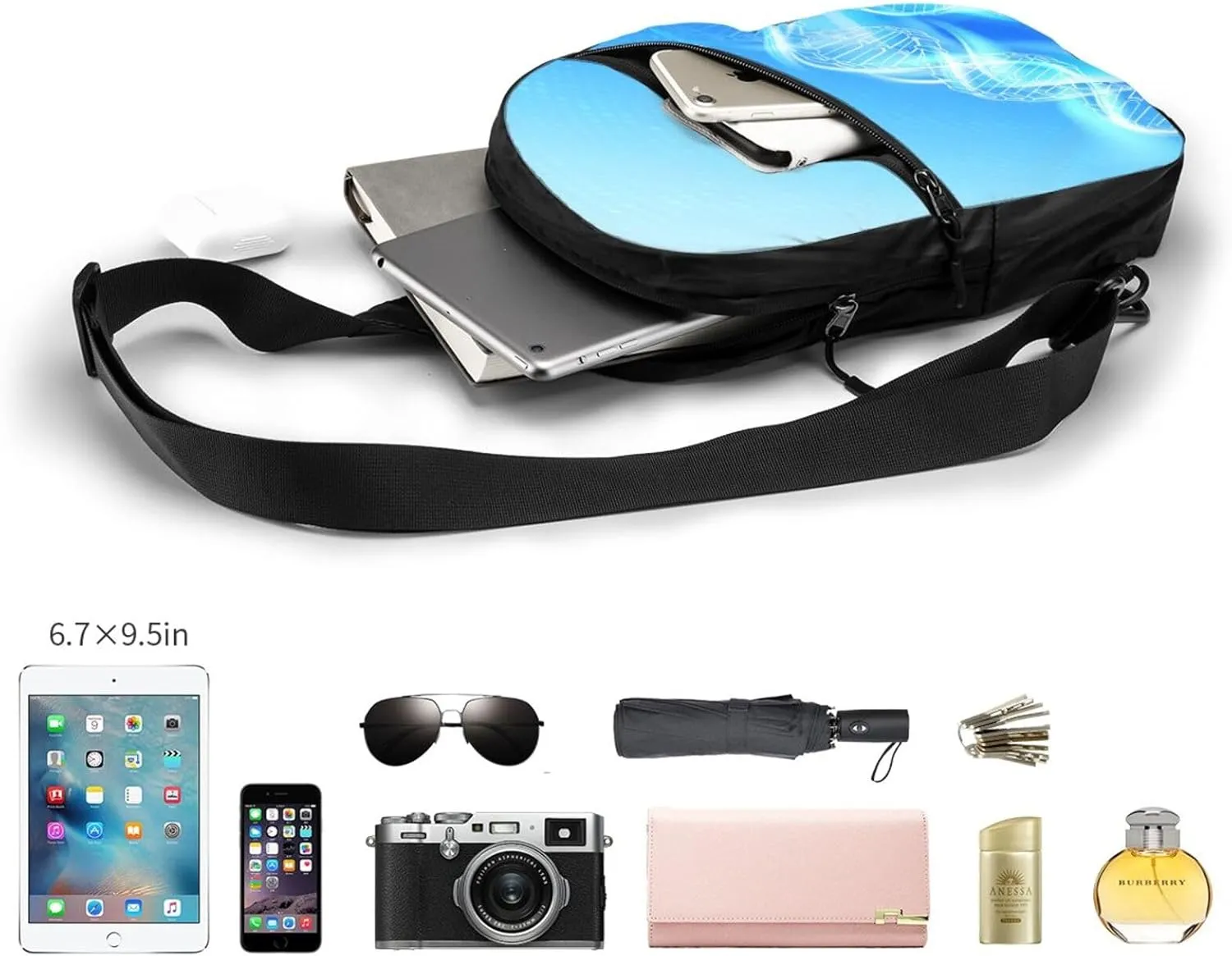 Dna Figures Sling Bag for Men Women, Small Crossbody Sling Backpack Shoulder Chest Bag, Anti Theft Travel Hiking Sports