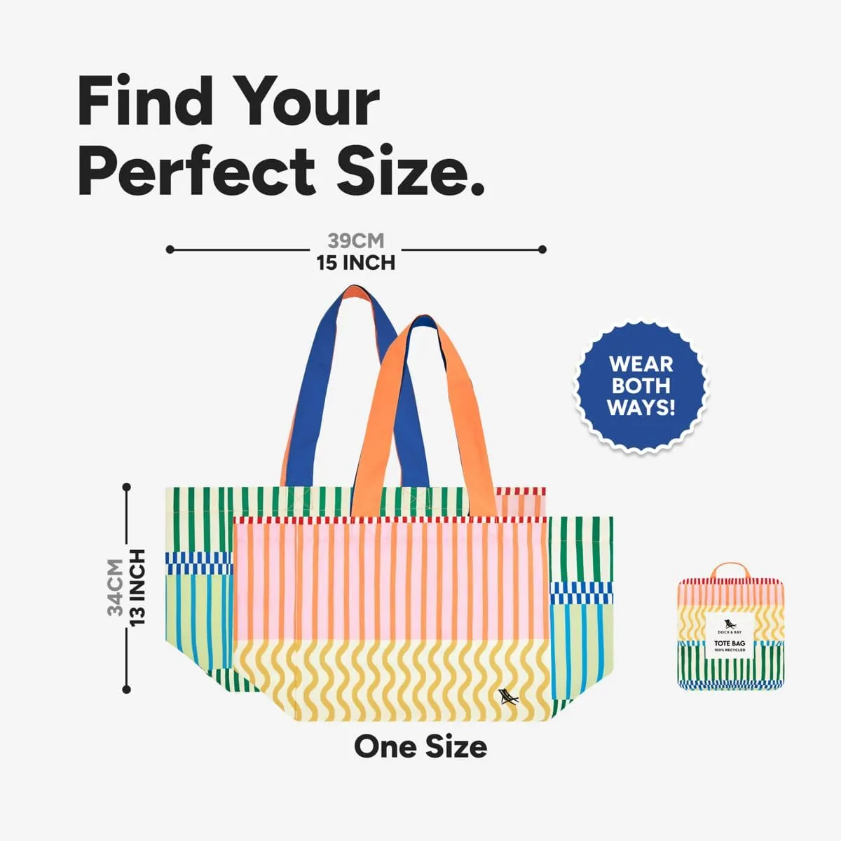 Dock & Bay Everyday Beach Tote Bag - Reusable Carrier Bag for Daily Use - Carries Up to 10kg - 100% Recycled Materials
