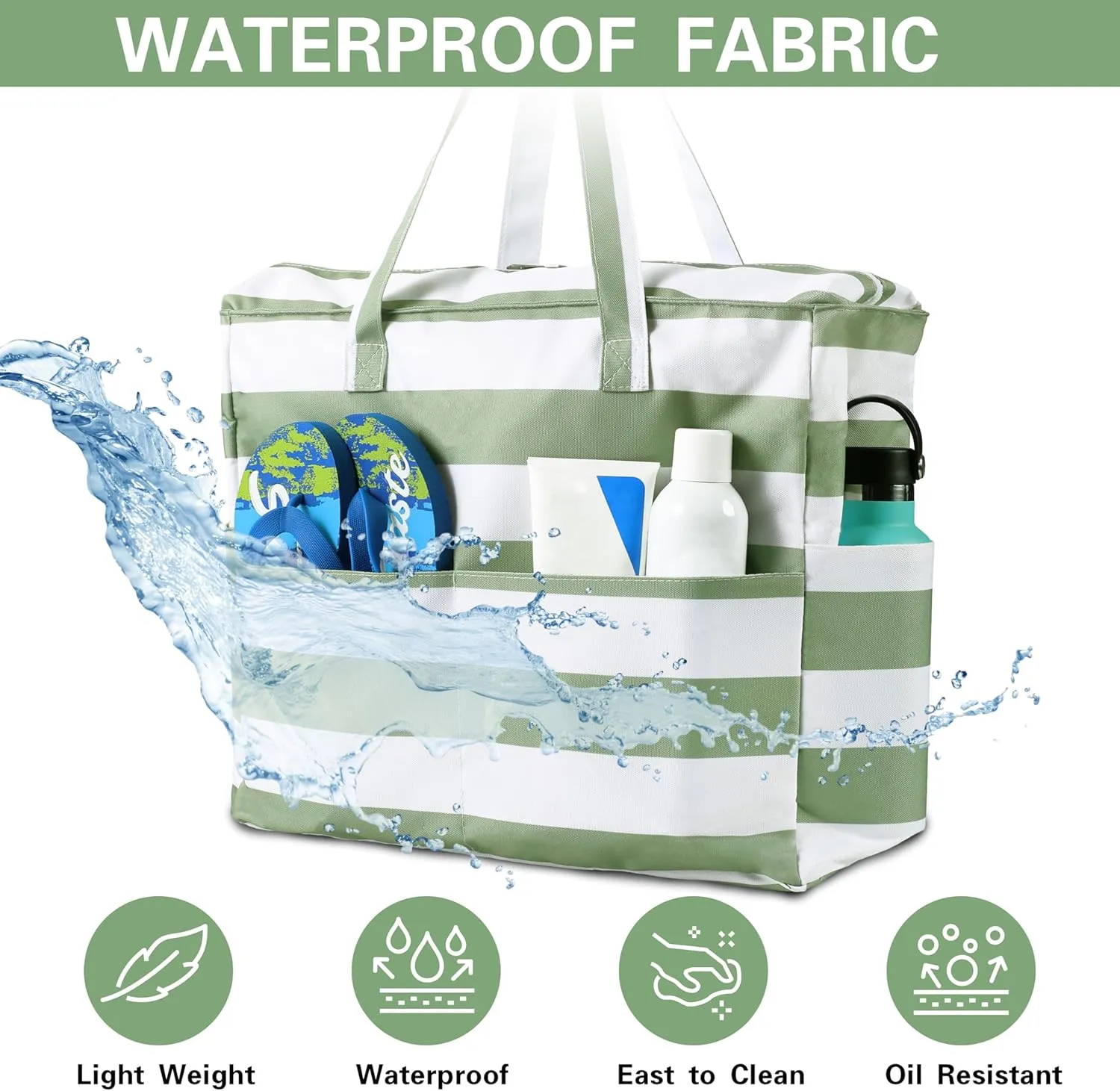 DOFOWORK Beach Bags for Women - Large Beach Bag Tote with Wet Pocket, Waterproof Sandproof with Zipper