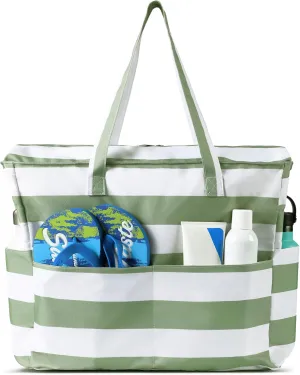 DOFOWORK Beach Bags for Women - Large Beach Bag Tote with Wet Pocket, Waterproof Sandproof with Zipper