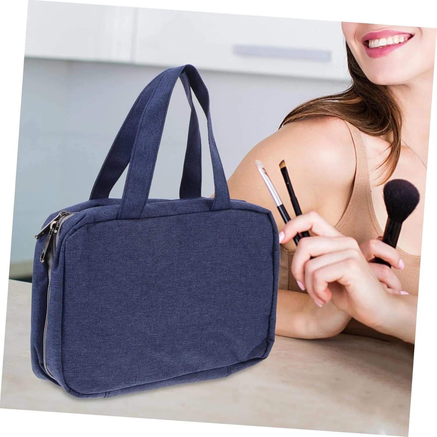 DOITOOL 1pc Makeup Storage Bag Makeup Bags Purse Makeup Bag Toiletry Travel Bag Make up Storage Bags Male, Navy, 27X8X18CM