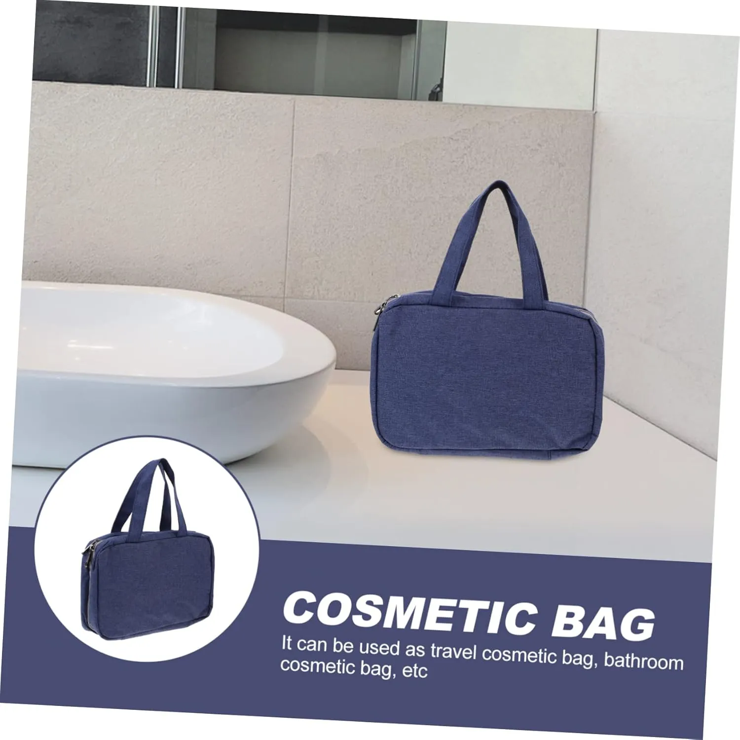 DOITOOL 1pc Makeup Storage Bag Makeup Bags Purse Makeup Bag Toiletry Travel Bag Make up Storage Bags Male, Navy, 27X8X18CM