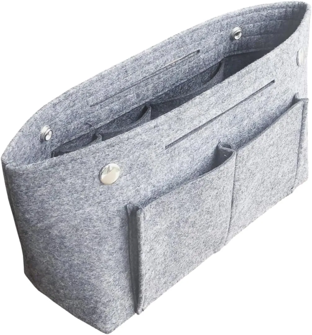DOITOOL 2 pcs Tote Grey Holdder Toiletry Travel Divider Miss Handbag in for Portable Cosmetic Bag Storage, Greyx2pcs, Size 1x2pcs