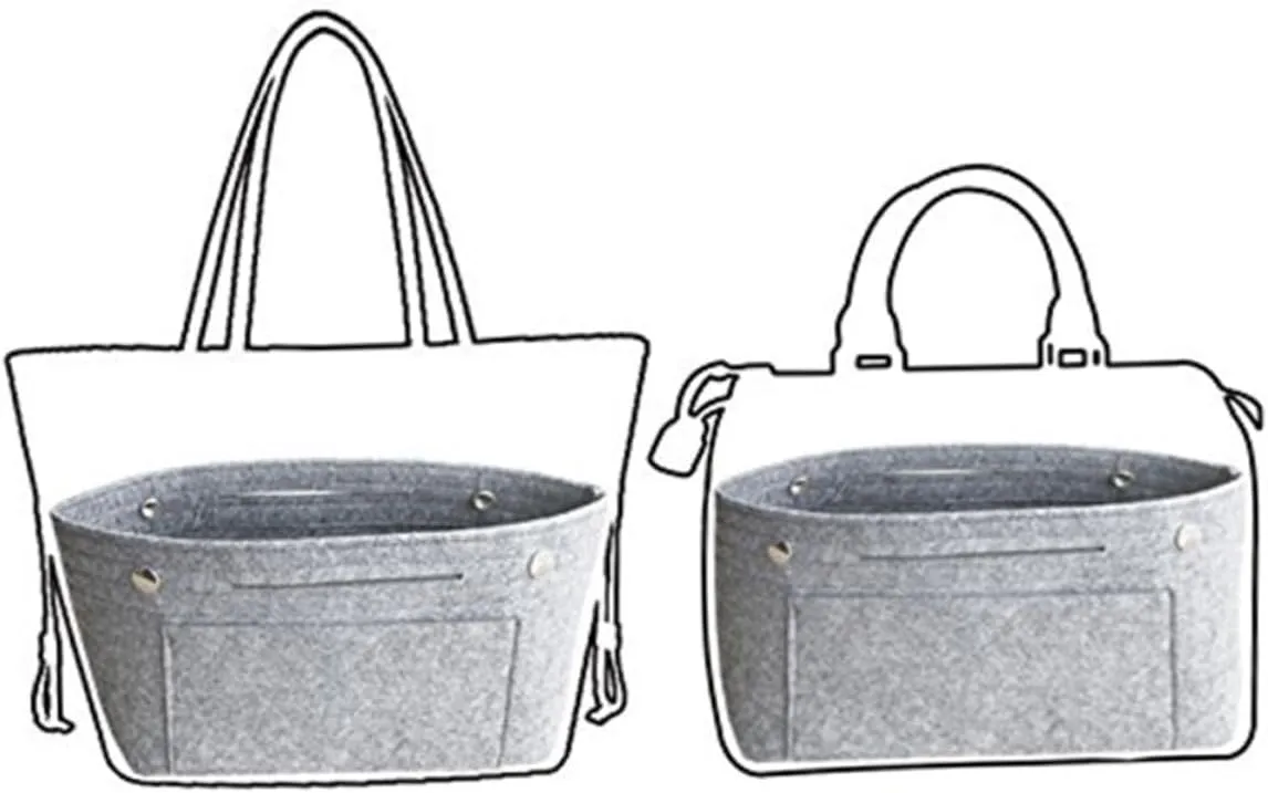 DOITOOL 2 pcs Tote Grey Holdder Toiletry Travel Divider Miss Handbag in for Portable Cosmetic Bag Storage, Greyx2pcs, Size 1x2pcs