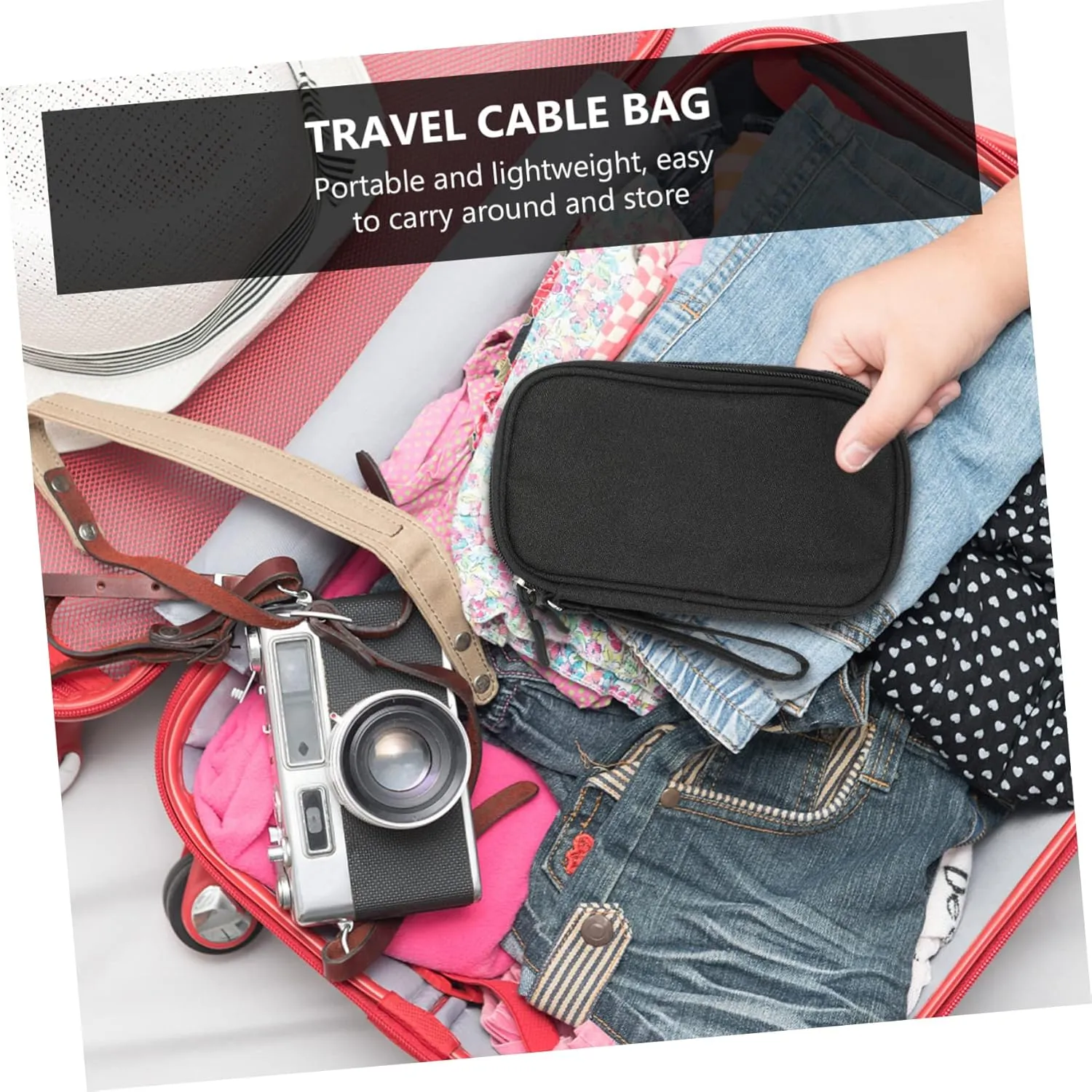 DOITOOL 2pcs Cable Case for Electronics Zipper Organizer Bag Portable Travel Accessory Case Storage Pouch for Earphones