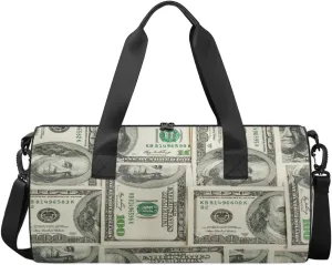 Dollar Billspacks Sports Gym Bag Workout Lightweight Duffel Bags Shoulder Weekender Bag Travel Duffel Bag for Men and Women(Wealth)
