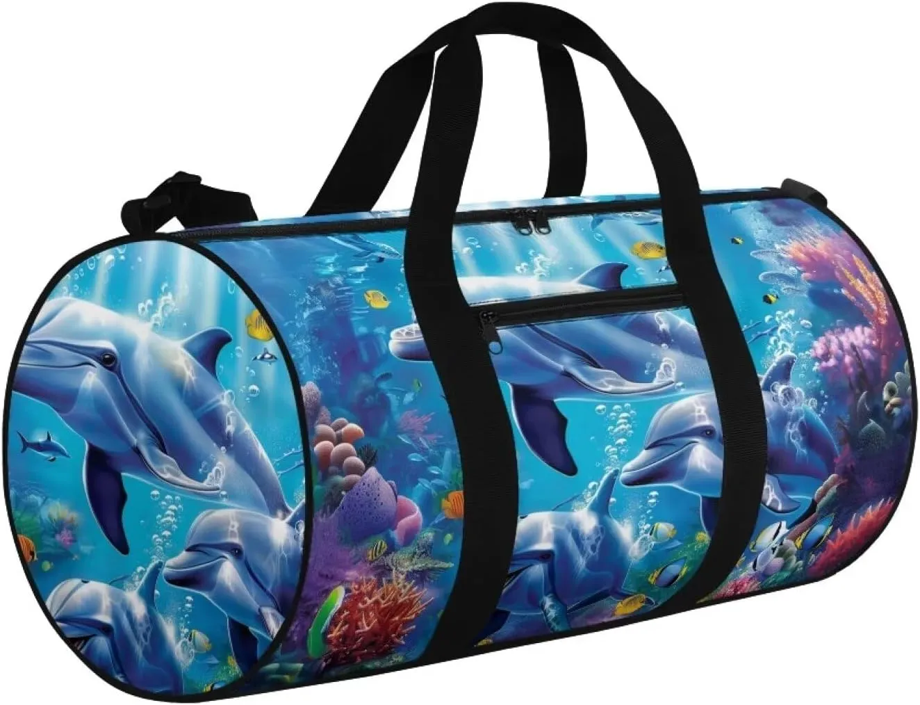 Dolphin Duffle Bag for Women, Sports Duffel Bag for Gym with Adjustable Strap, Overnight Weekender Travel Bag
