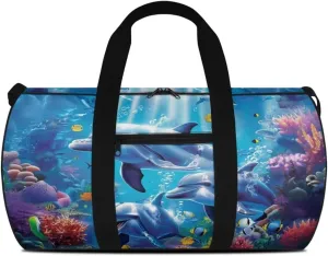 Dolphin Duffle Bag for Women, Sports Duffel Bag for Gym with Adjustable Strap, Overnight Weekender Travel Bag