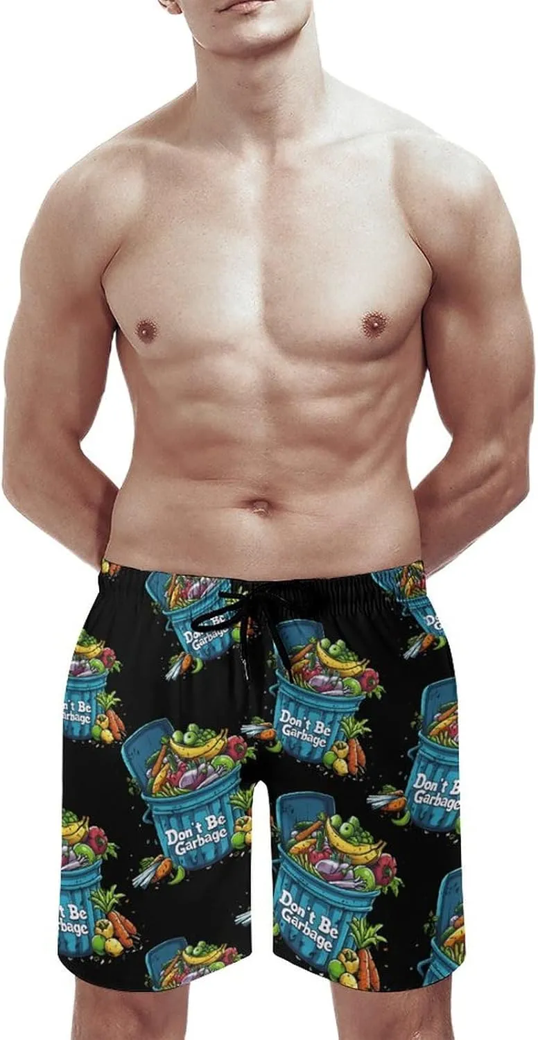Don't Be Garbage Mens Swim Trunks Beach Shorts Quick Dry Bathing Suits and Mesh Lining