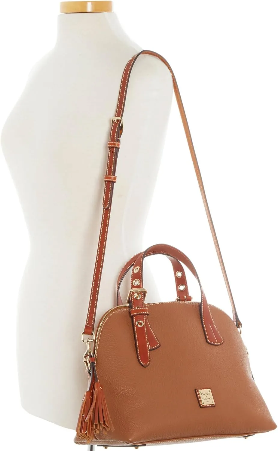 Dooney & Bourke Leather Satchel Bags for Women, Pebble Grain Aubrey Small Satchel Handbag with Crossbody Strap