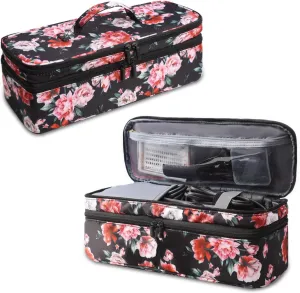 Double-Layer Travel Carrying Case Compatible with Revlon One-Step Hair Dryer Brush/Volumizer/Styler/Shark FlexStyle Attachment Portable Storage Organizer Hair Tools Travel Bag (Bag Only)