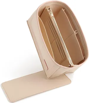 Doxo Purse Organizer Insert for Handbags & Base Shaper Combination,Tote Bag Organizer Insert with 6 Sizes,Compatible with LV Speedy & Neverfull ON THE GO and More (L-Beige)