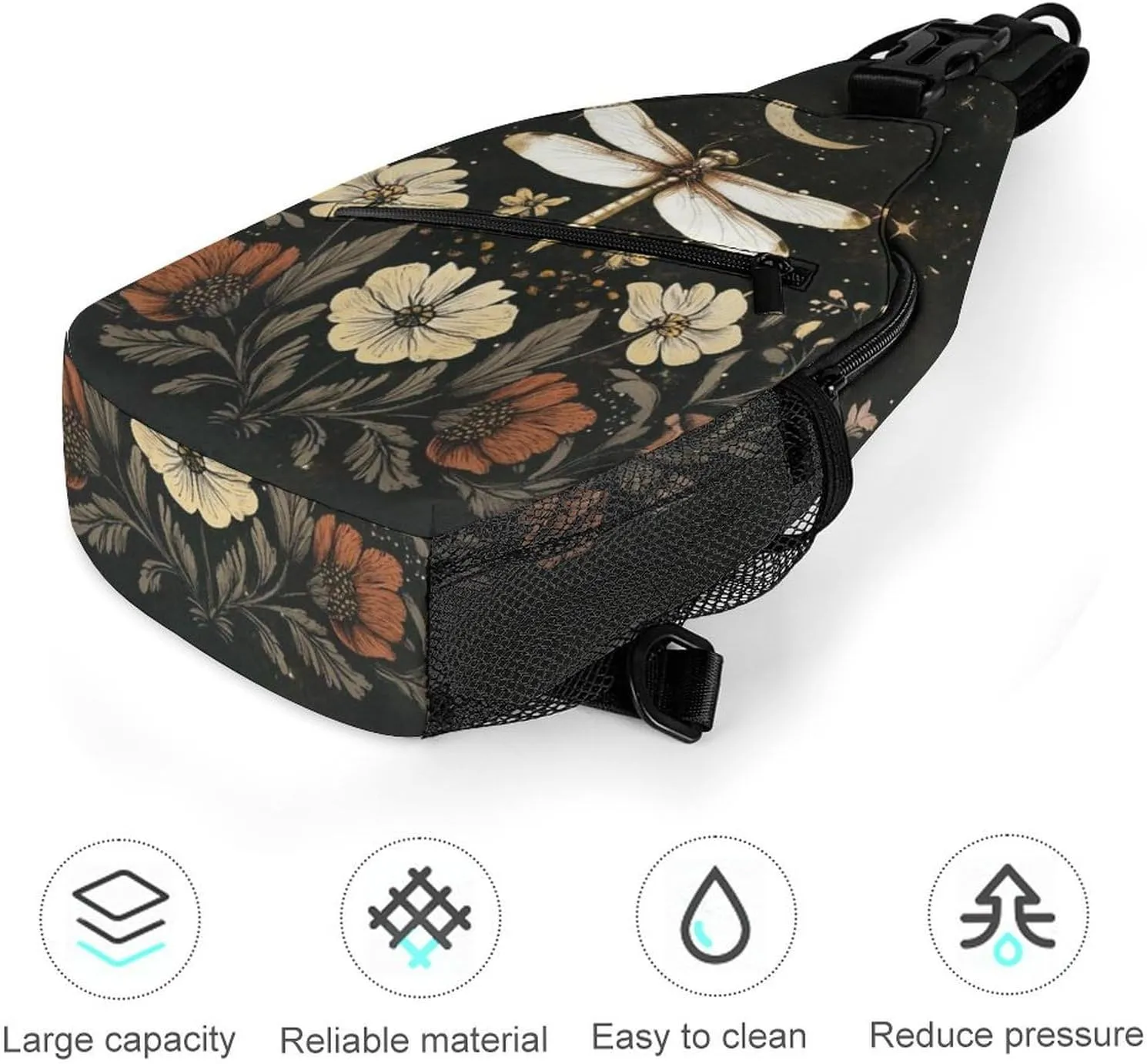 Dragonfly Sling Bag Vintage Sling Backpack Crossbody Bag for Men Women Casual Shoulder Daypack Anti Theft Purse Crossbody Fanny Pack Travel Hiking Gym Sports