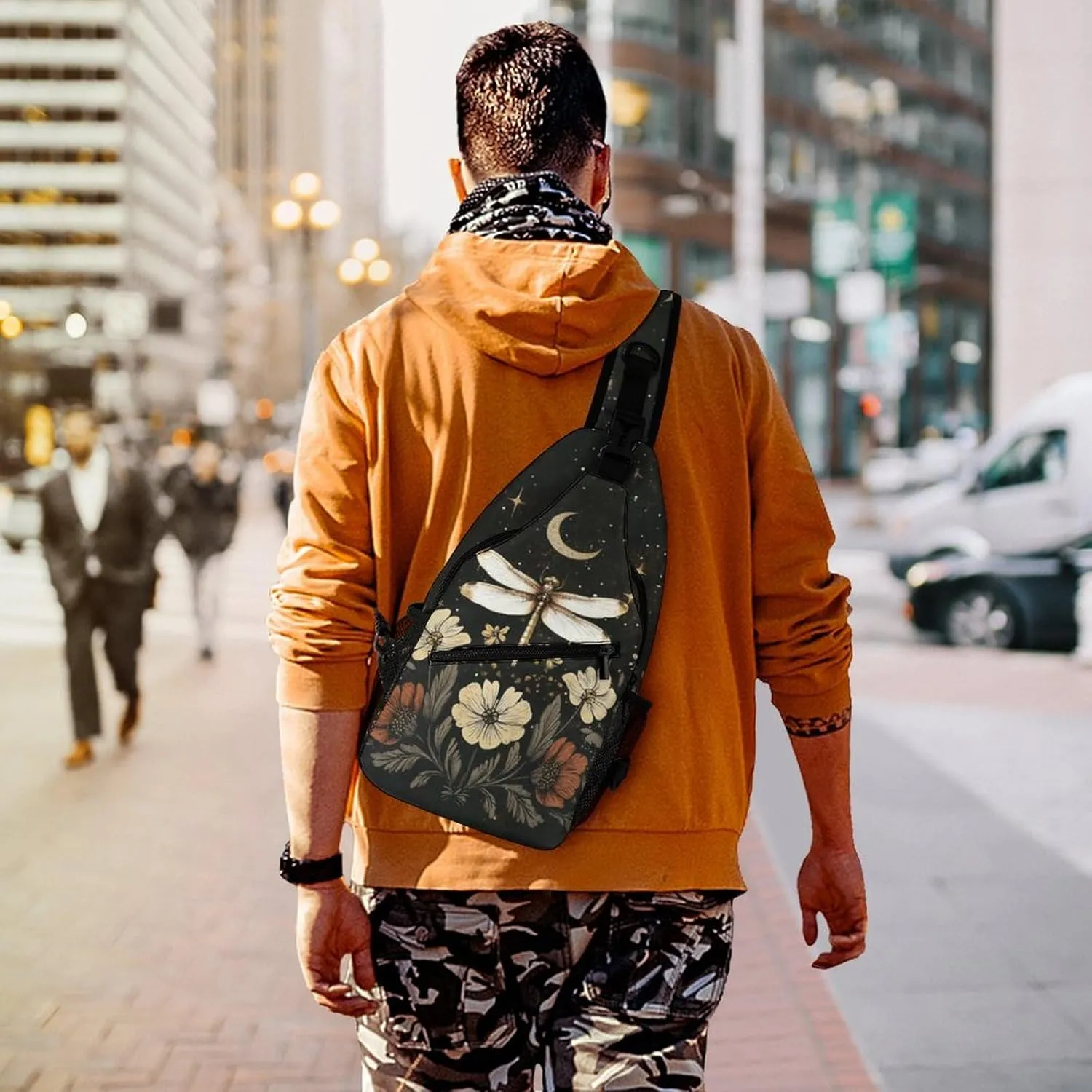 Dragonfly Sling Bag Vintage Sling Backpack Crossbody Bag for Men Women Casual Shoulder Daypack Anti Theft Purse Crossbody Fanny Pack Travel Hiking Gym Sports