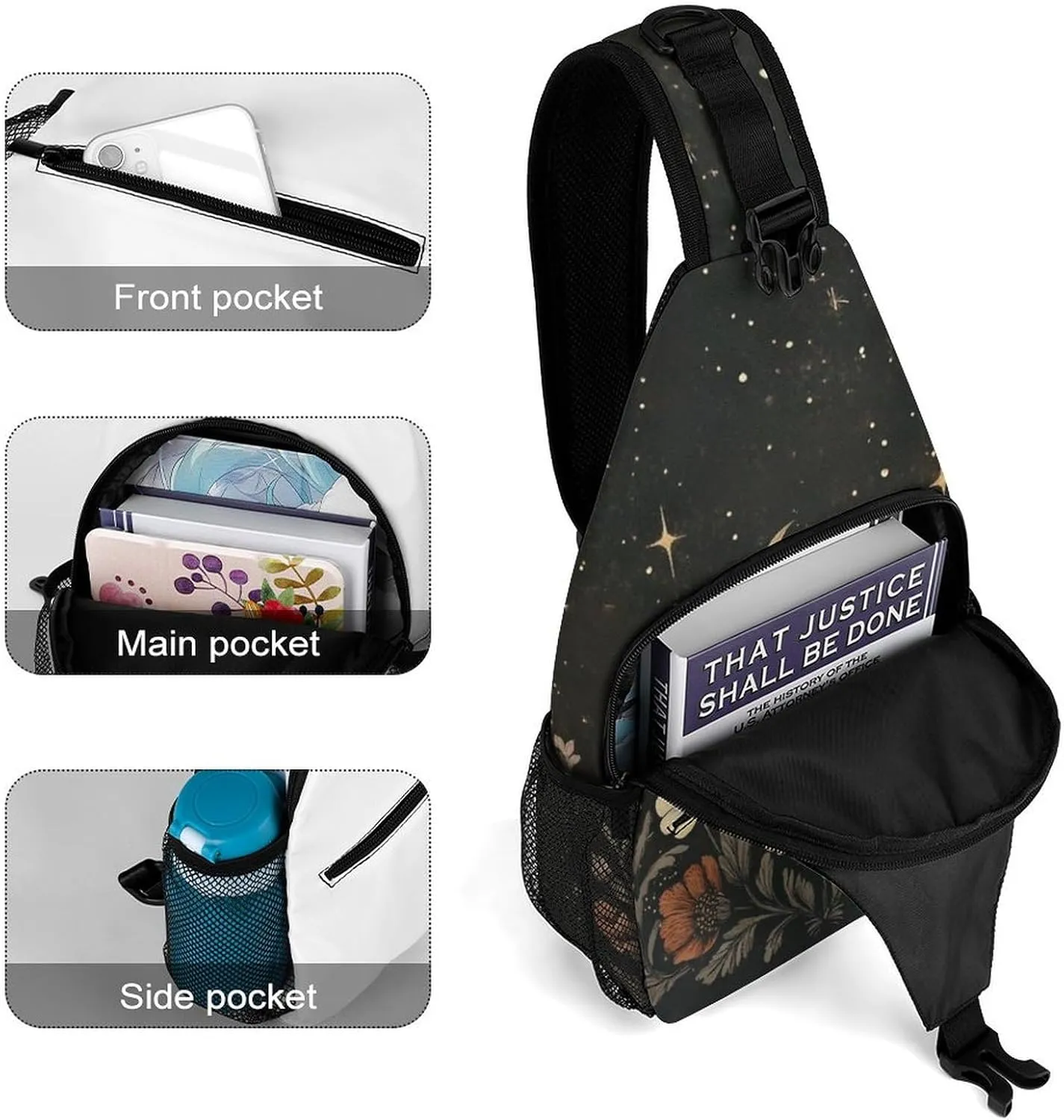 Dragonfly Sling Bag Vintage Sling Backpack Crossbody Bag for Men Women Casual Shoulder Daypack Anti Theft Purse Crossbody Fanny Pack Travel Hiking Gym Sports