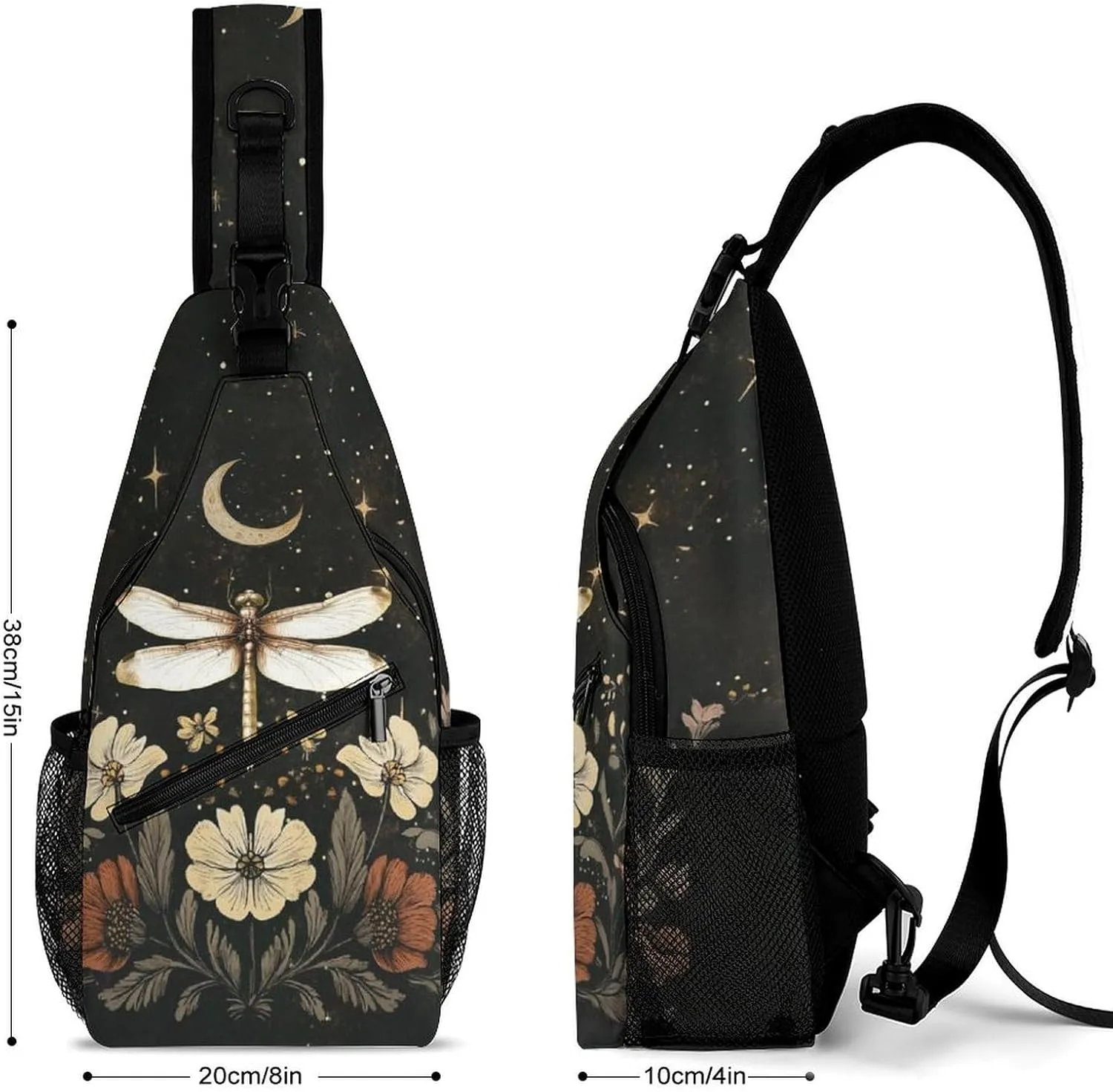 Dragonfly Sling Bag Vintage Sling Backpack Crossbody Bag for Men Women Casual Shoulder Daypack Anti Theft Purse Crossbody Fanny Pack Travel Hiking Gym Sports