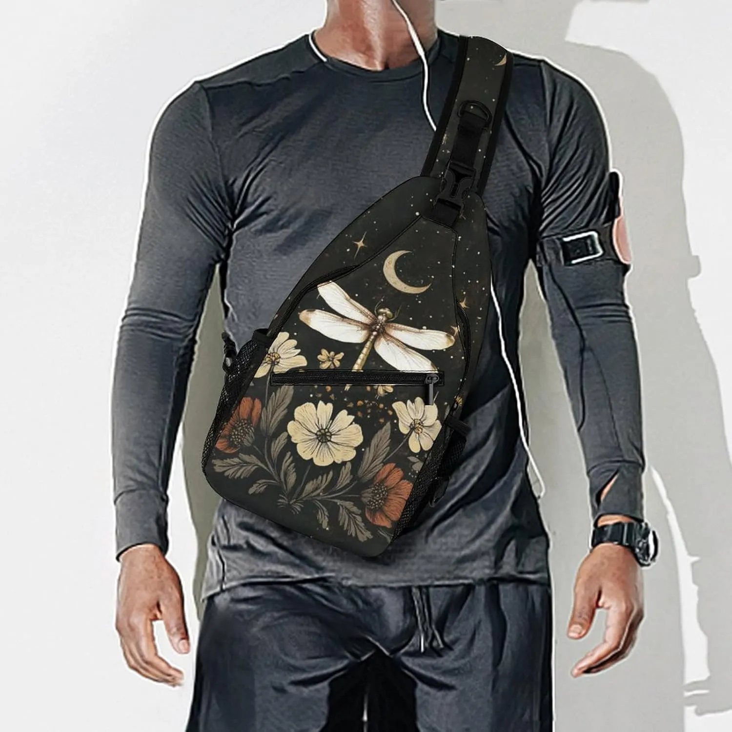 Dragonfly Sling Bag Vintage Sling Backpack Crossbody Bag for Men Women Casual Shoulder Daypack Anti Theft Purse Crossbody Fanny Pack Travel Hiking Gym Sports