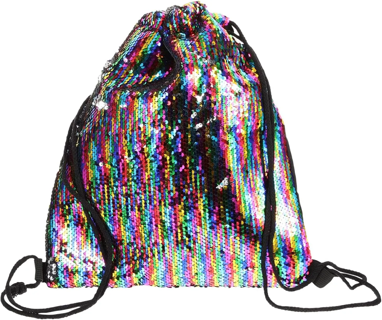 Drawstring Backpack - Sparkling Sequin Shoulder Bag, Glitter Gym Bag with Mesh Pocket, Waterproof Sport Backpack for Swimming, Yoga, Travel & Storage 17 x 14 inch