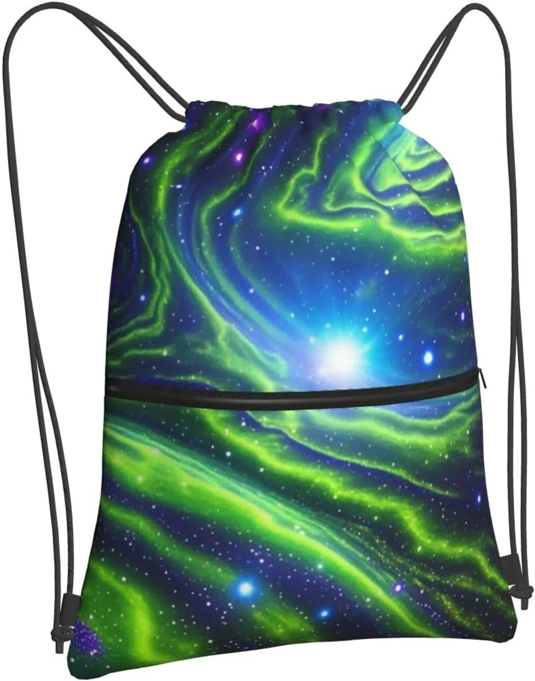 Drawstring Backpack Sports Gym Bags Green Blue Purple Galaxy Drawstring Bags for Men Women Beach Bag String Bag