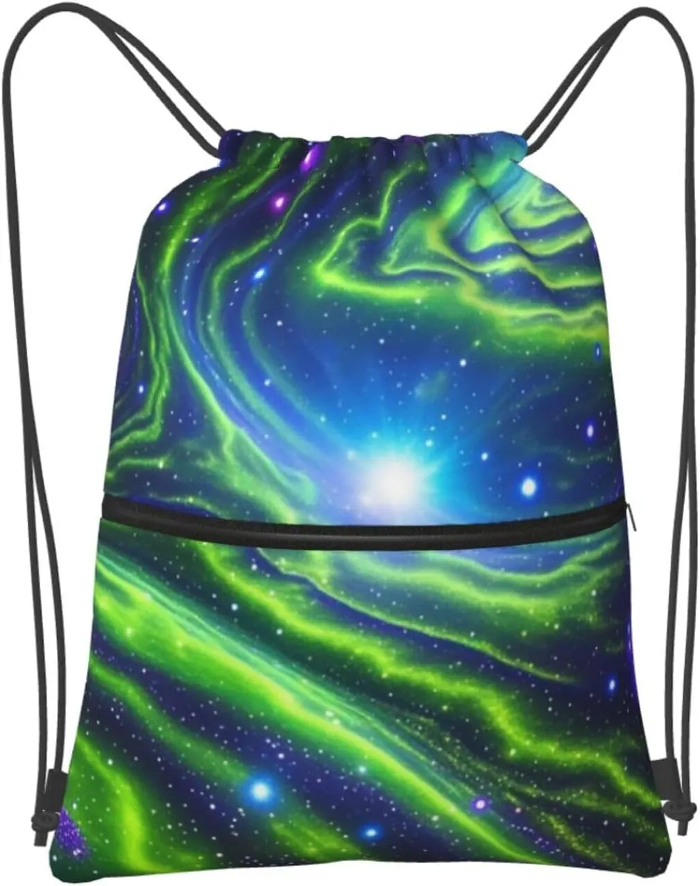 Drawstring Backpack Sports Gym Bags Green Blue Purple Galaxy Drawstring Bags for Men Women Beach Bag String Bag