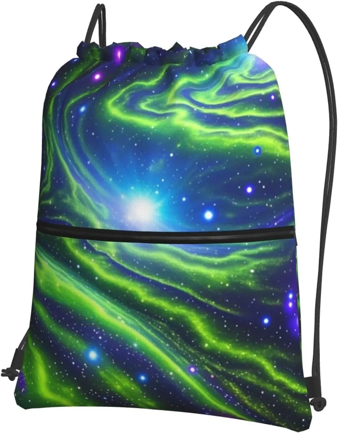 Drawstring Backpack Sports Gym Bags Green Blue Purple Galaxy Drawstring Bags for Men Women Beach Bag String Bag