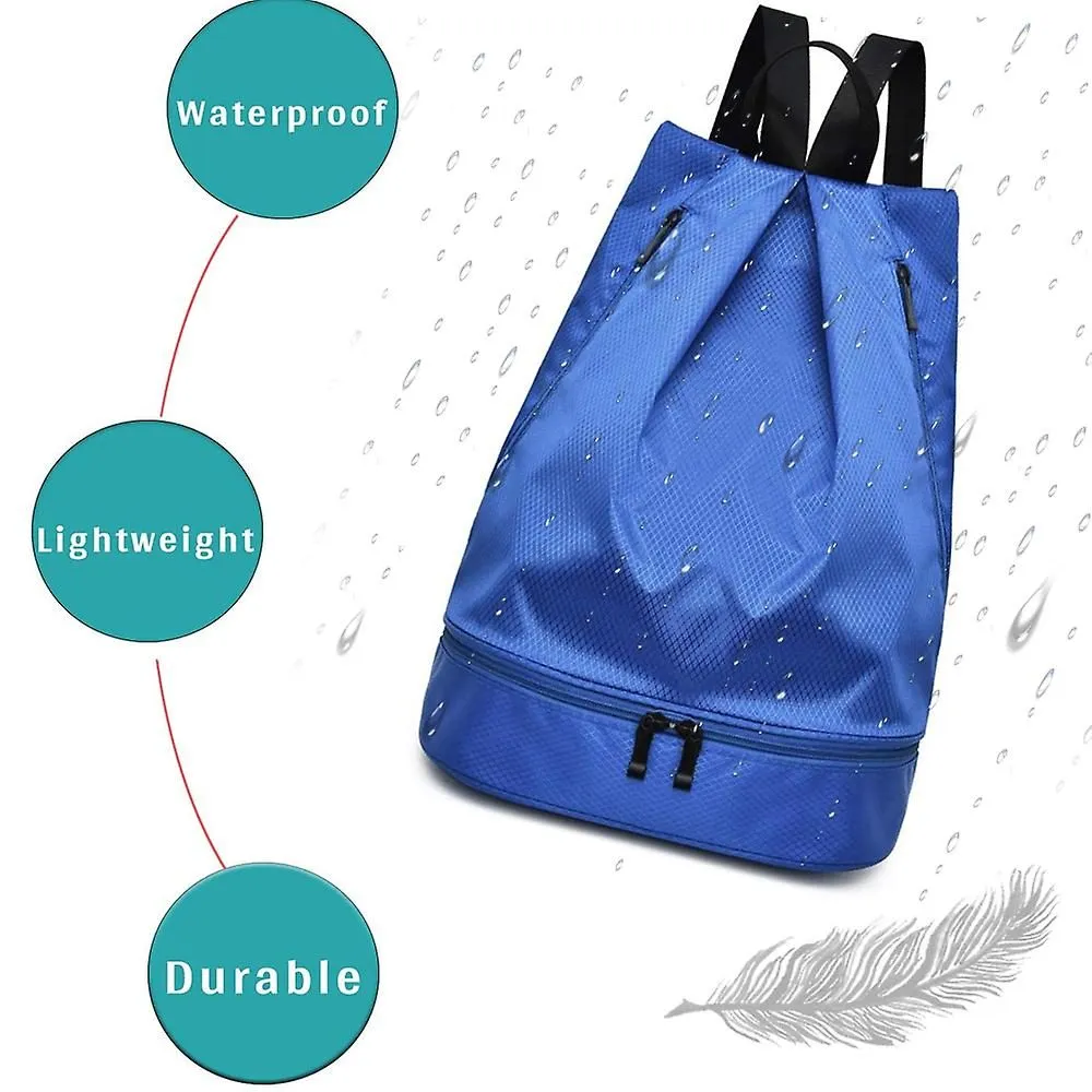 Drawstring Backpack Waterproof Bag With Shoe Compartment Gym Yoga Swim