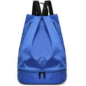 Drawstring Backpack Waterproof Bag With Shoe Compartment Gym Yoga Swim