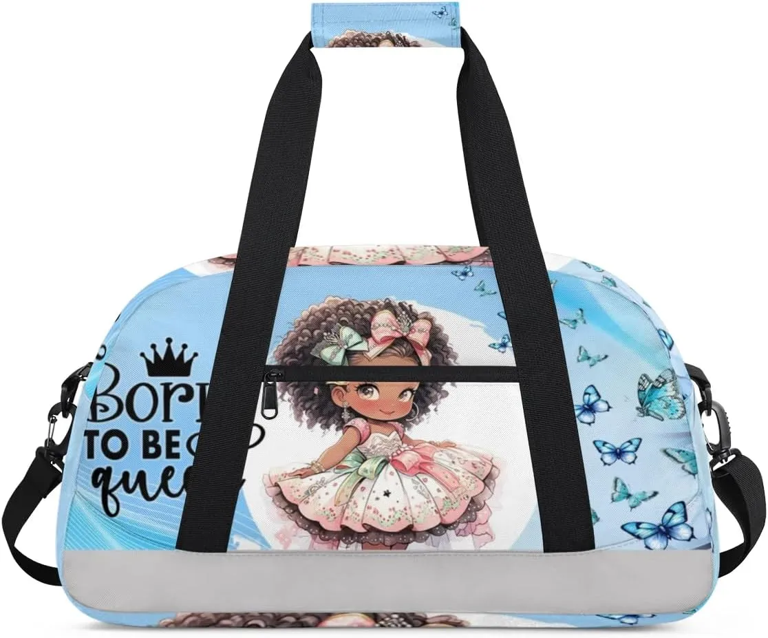 Duffle Bag African Girl Butterfly Skirt PersonalizedGym Bag Travel Bag Luggage Bag Waterproof Lightweight Sports for Dance Gymnastics Cheers Soccer Wrestling Hospital, for Weekender Overnight