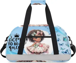 Duffle Bag African Girl Butterfly Skirt PersonalizedGym Bag Travel Bag Luggage Bag Waterproof Lightweight Sports for Dance Gymnastics Cheers Soccer Wrestling Hospital, for Weekender Overnight