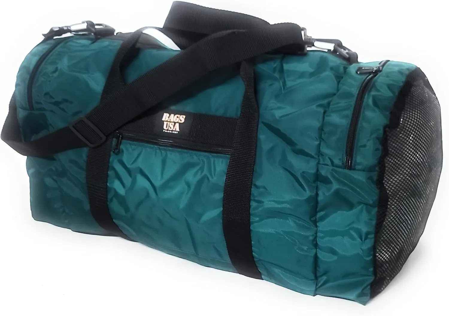 Duffle Bag Wet and Dry with 1 End Compartment Mesh,Front Pocket, Made In USA (Forest Green)