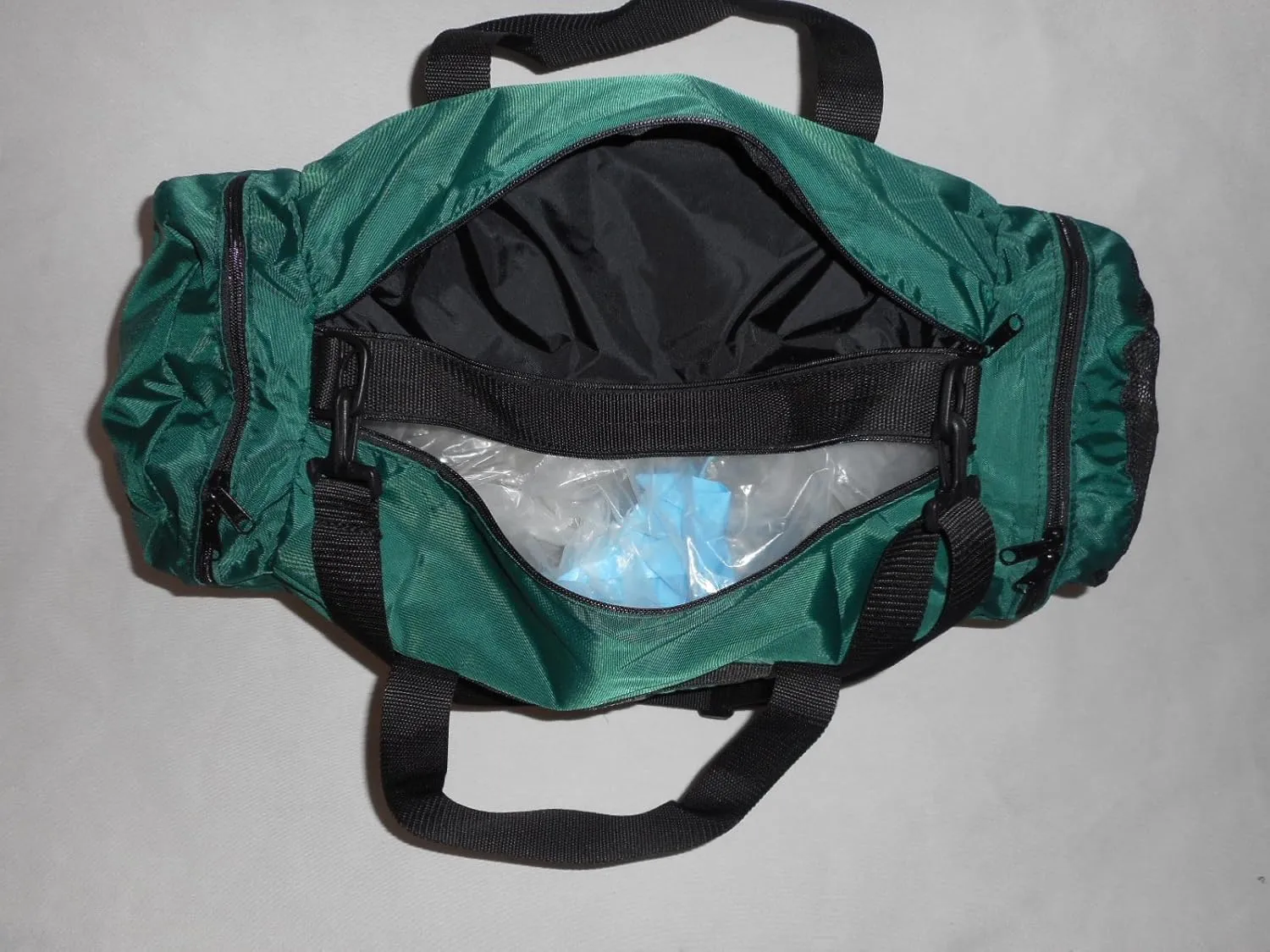 Duffle Bag Wet and Dry with 1 End Compartment Mesh,Front Pocket, Made In USA (Forest Green)