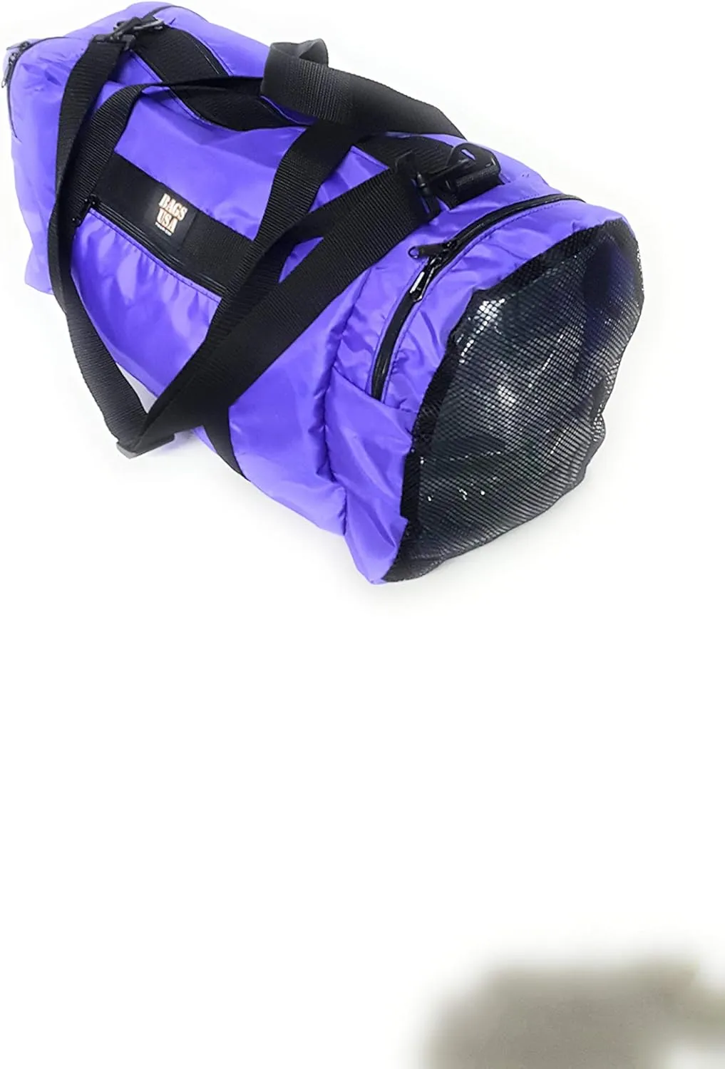 Duffle Bag Wet and Dry with One End Compartment Mesh, Front Pocket, Made In USA (Purple)