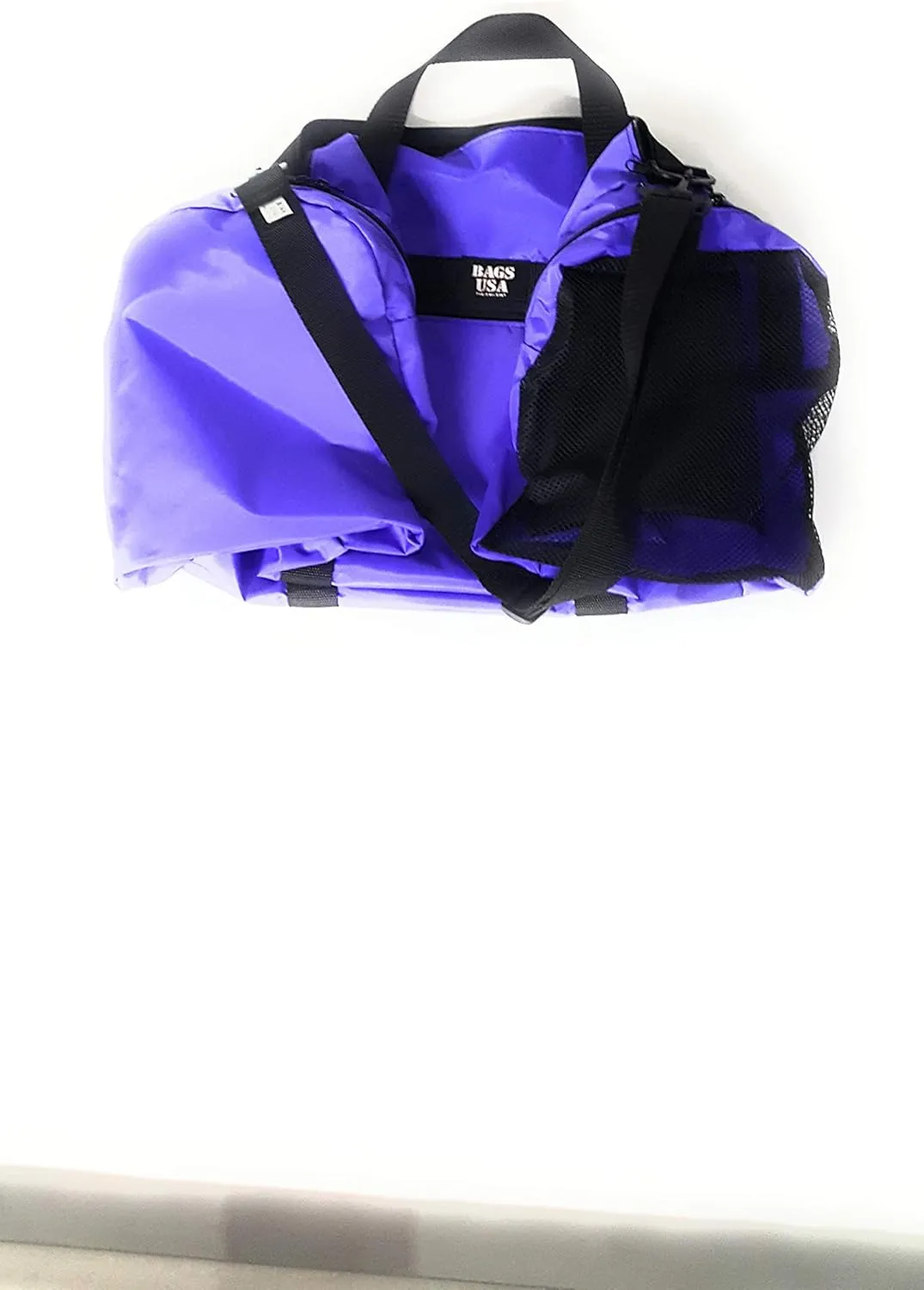 Duffle Bag Wet and Dry with One End Compartment Mesh, Front Pocket, Made In USA (Purple)