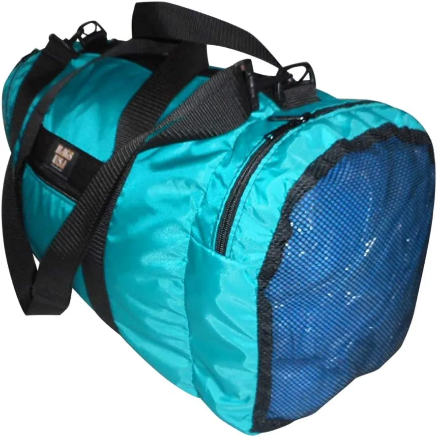 Duffle Bag Wet and Dry with One End Compartment Mesh, Front Pocket, Made In USA (Turquoise)