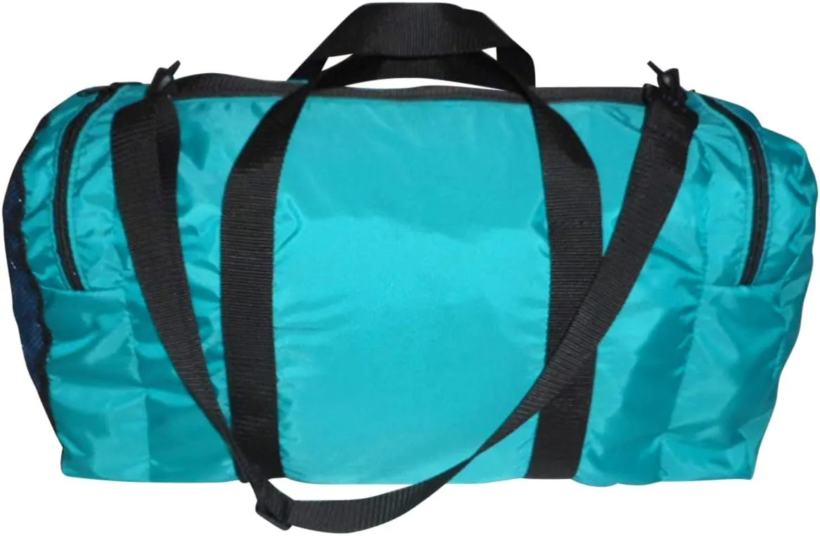 Duffle Bag Wet and Dry with One End Compartment Mesh, Front Pocket, Made In USA (Turquoise)