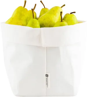 DuraLux 6.3 x 9.8 Inch Washable Grocery Bag, 1 Heavy-Duty Paper Bag Flower Pot - Reusable, Store Produce Or Plants, White Paper Eco-Friendly Shopping Bag, For Organizing Pantries Or Kitchens