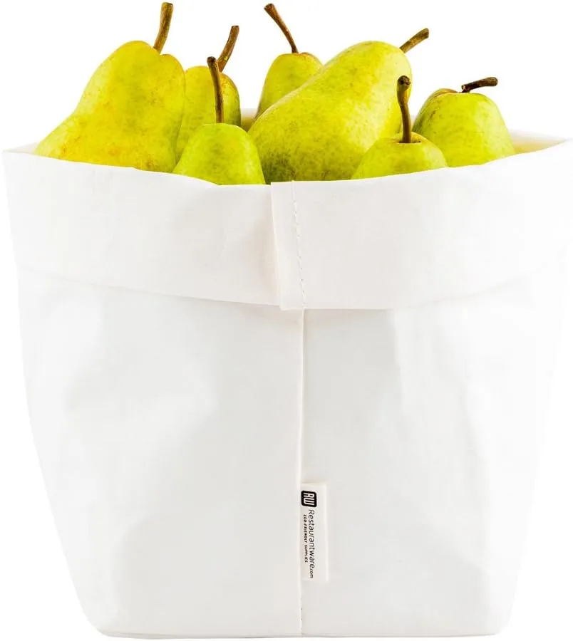 DuraLux 6.3 x 9.8 Inch Washable Grocery Bag, 1 Heavy-Duty Paper Bag Flower Pot - Reusable, Store Produce Or Plants, White Paper Eco-Friendly Shopping Bag, For Organizing Pantries Or Kitchens