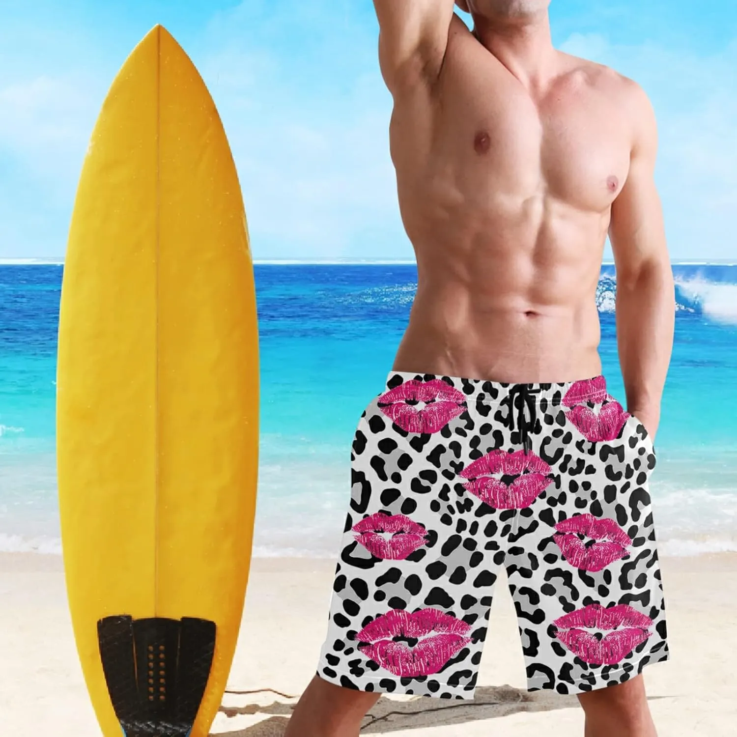 Dussdil Men's Swim Trunks Board Shorts Mens Swim TrunkQuick Dry Swimwear Pants with Mesh Lining