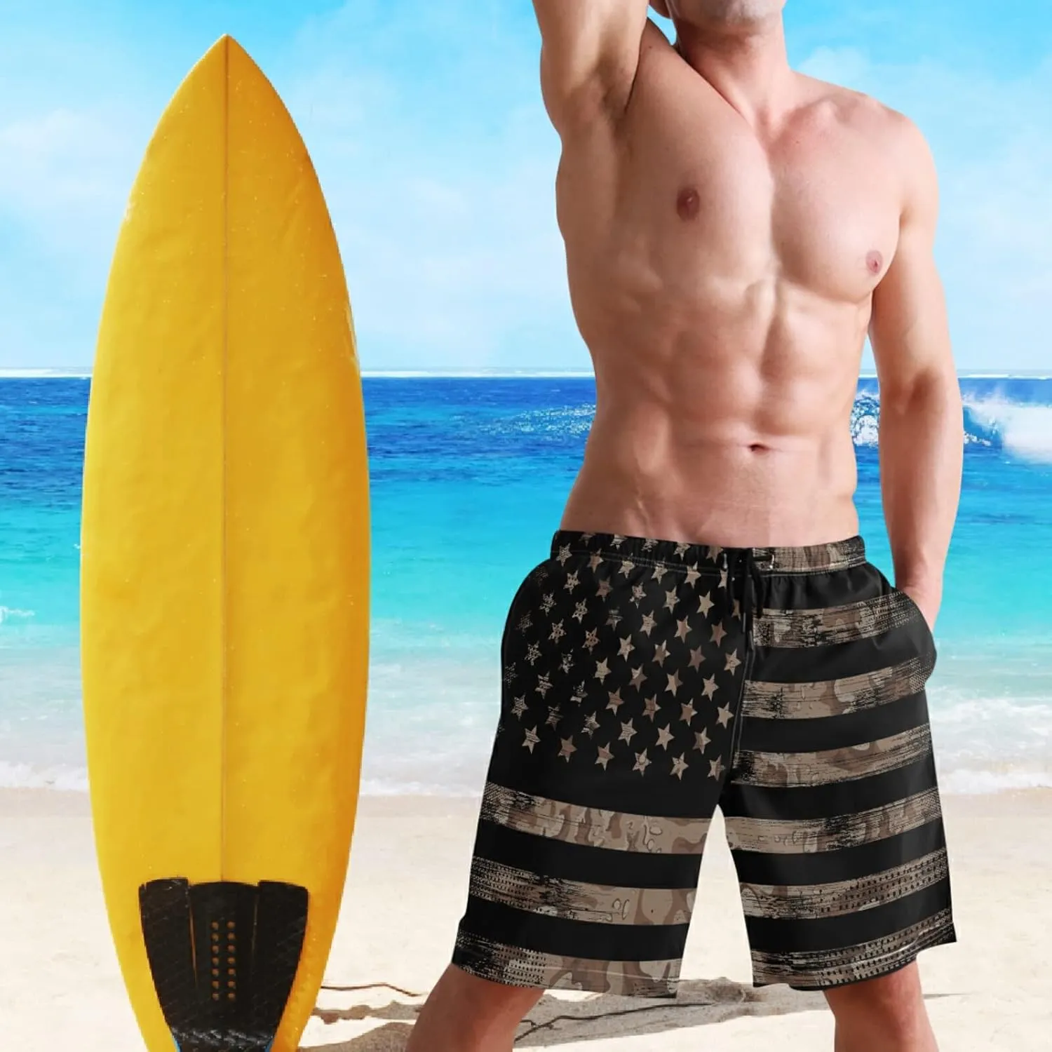 Dussdil Men's Swim Trunks Board Shorts Mens Swim TrunkQuick Dry Swimwear Pants with Mesh Lining