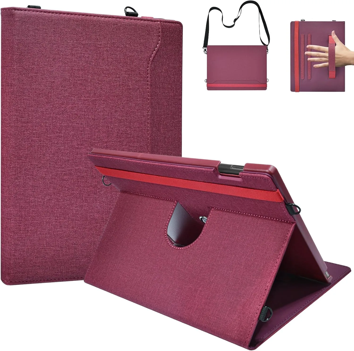 E NET-CASE Case for Remarkable Paper Pro, 360 Degree Rotating Stand Cover with Pen Holder/Hand Strap/Carrying Shoulder Strap & Auto Sleep/Wake for Remarkable Paper Pro 11.8" 2024 Released (Red)
