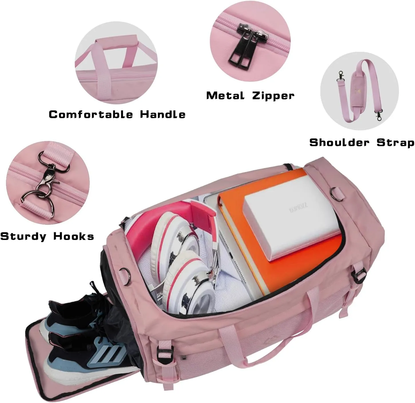 Eackrola Large Sports Gym Bag, Travel Duffel bag with Wet Pocket & Shoes Compartment for men women, 65L, Lightweight