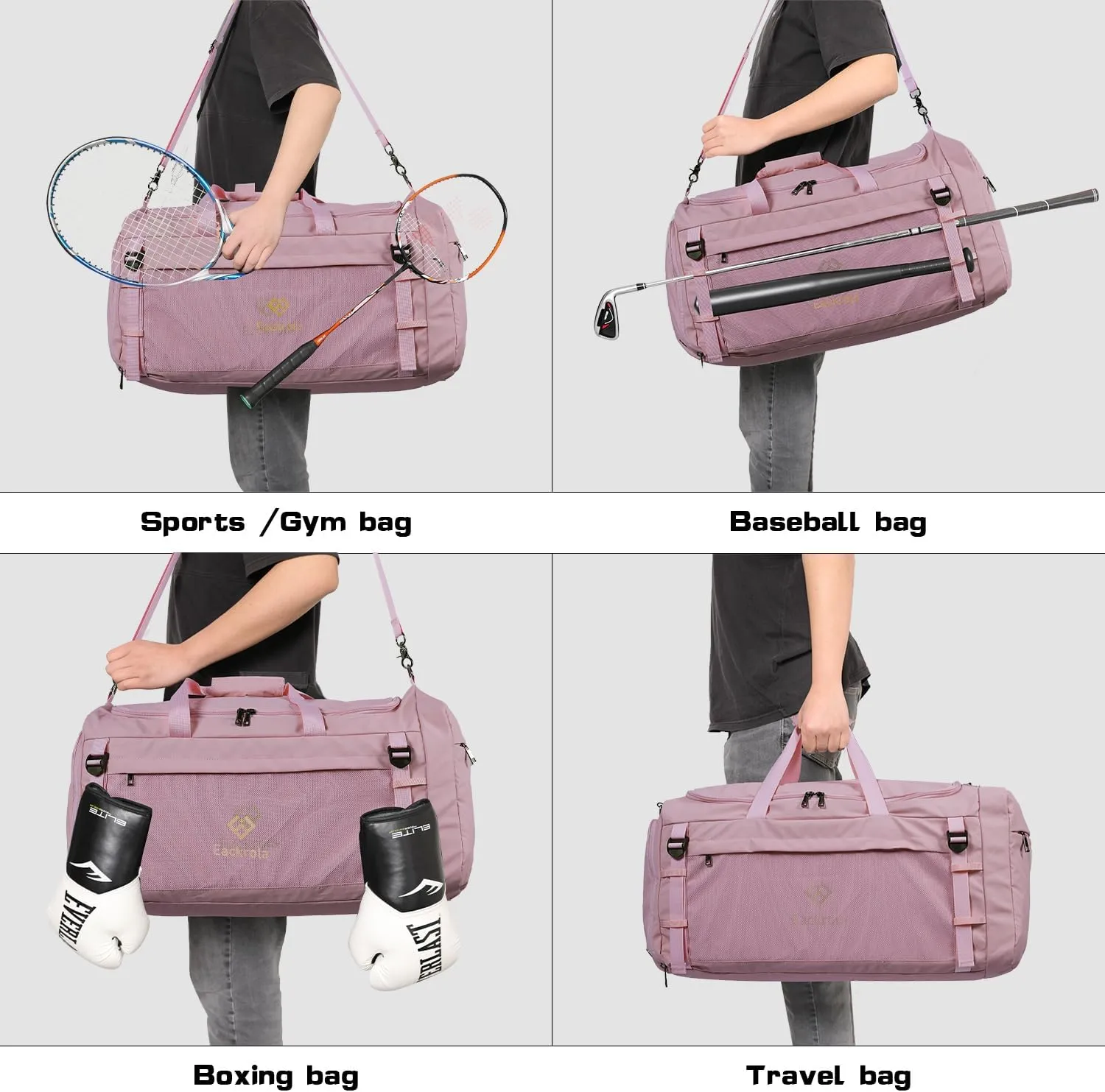Eackrola Large Sports Gym Bag, Travel Duffel bag with Wet Pocket & Shoes Compartment for men women, 65L, Lightweight