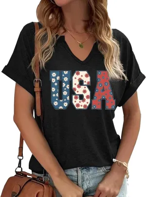 Earlymemb Womens Vintage Flowers V Neck Shirt Boho Floral Wildflowers Graphic Tee Casual Cottagecore Short Sleeve T Shirt