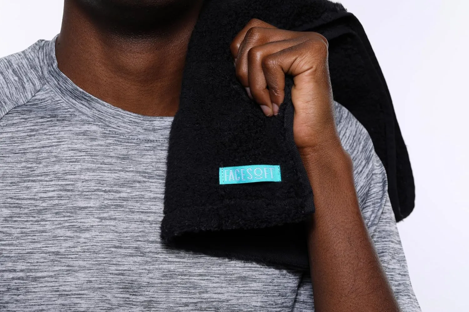 Eco Friendly Gym Towel for Working Out - Soft and Absorbent Cotton Exercise Towel - No Synthetic Microfibers or Plastics - Sweat Towel for Gym, Fitness, Sports, Yoga - Black - 1 Pc