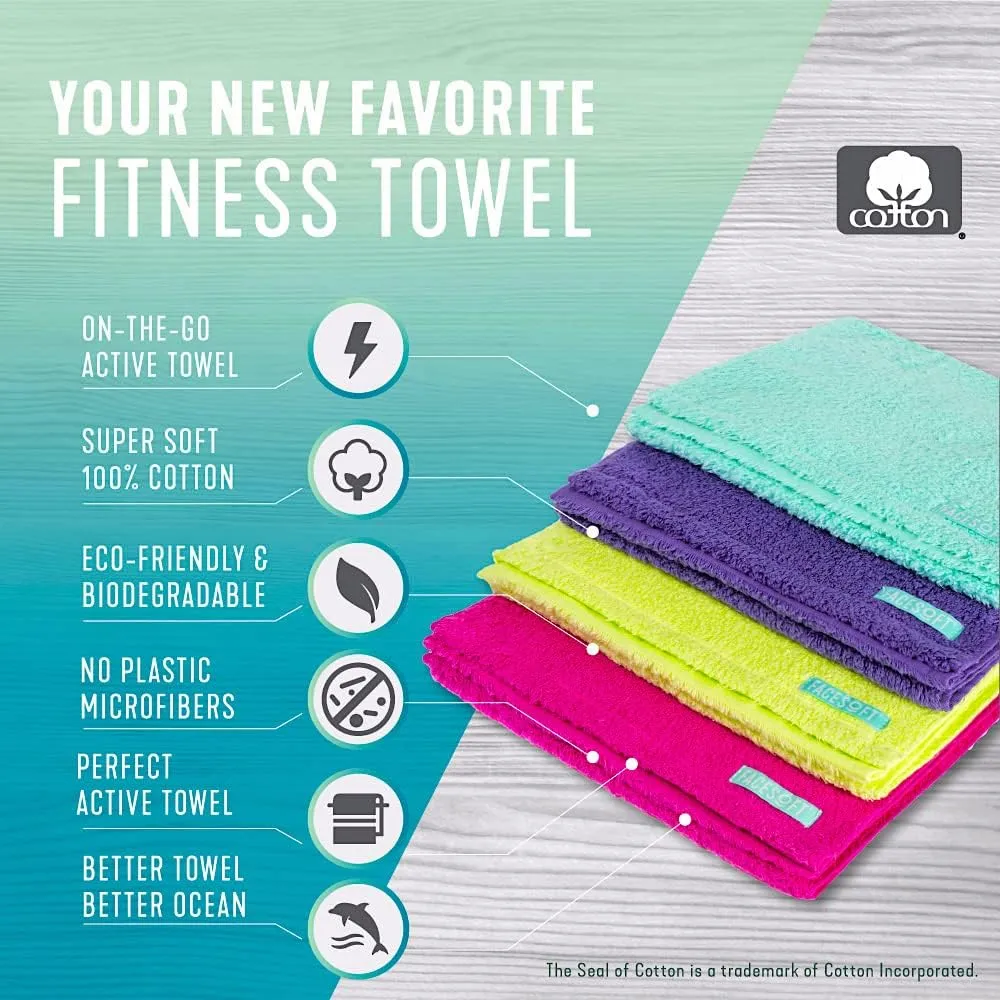 Eco Sweat Active Towel - Soft and Absorbent Cotton Exercise No Synthetic Microfibers or Plastics Perfect for Gym, Exercise, Fitness, Sports, Yoga Navi 1 Pc, Navy, 10x38 in, (I0138976)