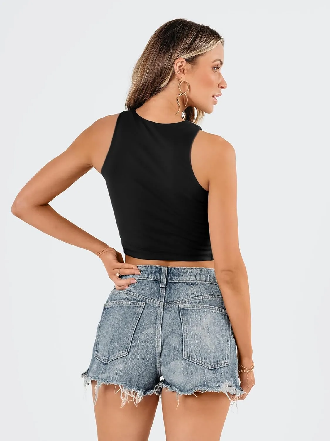 EFAN Womens Sexy Sleeveless Double Lined Crop Tops Workout Cute Tight Racerback Tank Tops Summer Clothes Teen Girls 2025