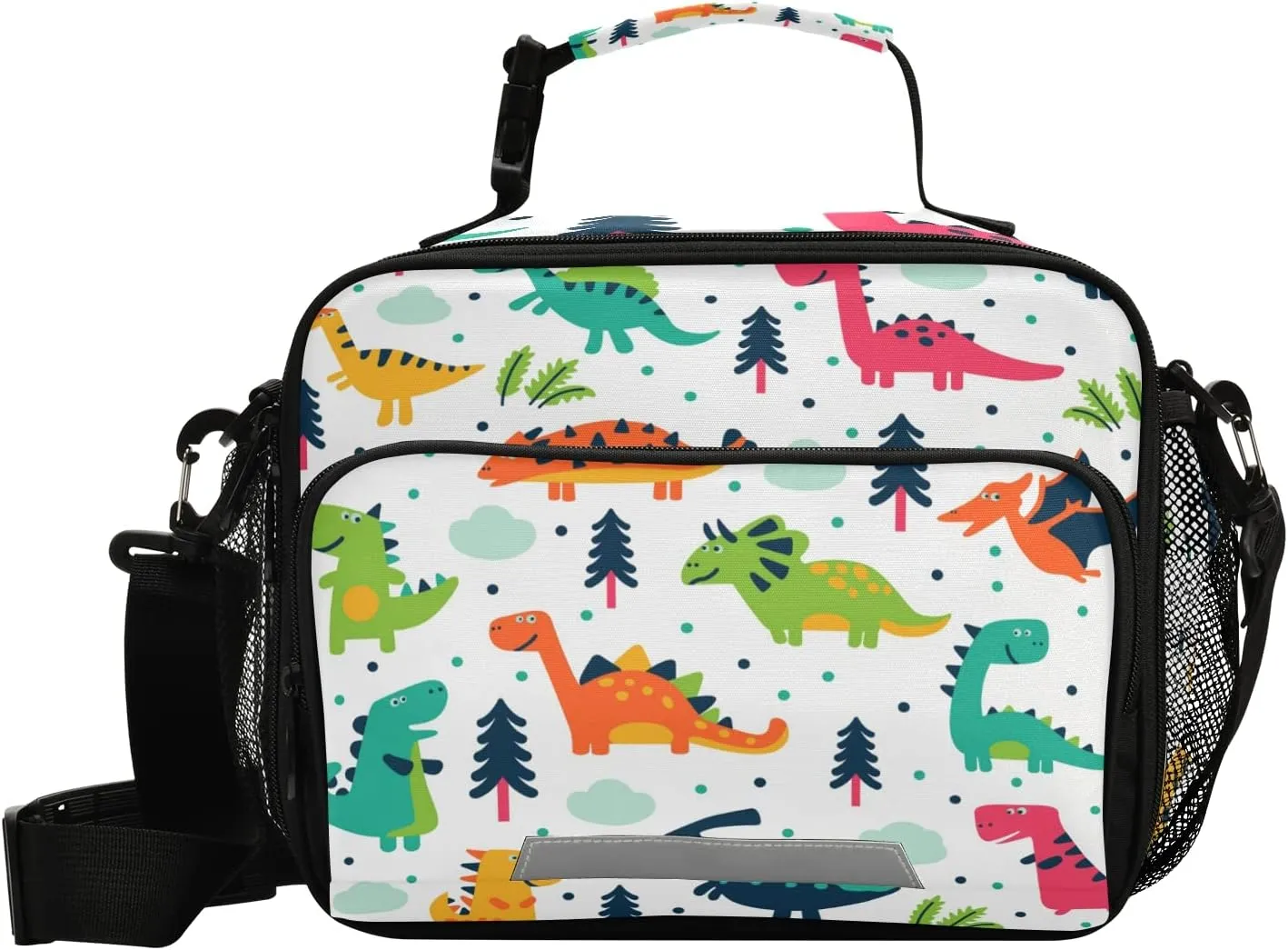 Eionryn Adorable Pattern with Funny Dinosaurs in Cartoon Lunch Bags Jurassic Cartoon Dinosaur Animals Lunch Box Insulated Cooler Bag Reusable Tote Shoulder Bag for Outdoor Picnic Meal Office