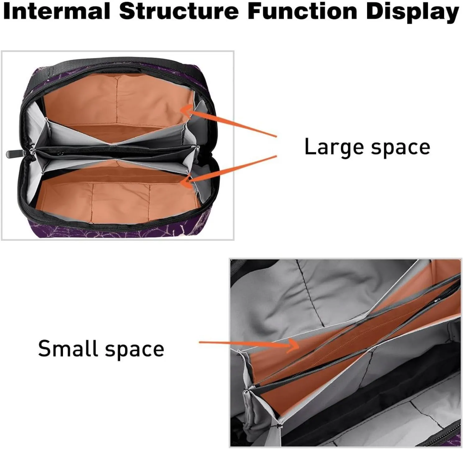 Electronics Organizer, Halloween Spider Web and Bat Purple Pattern Small Travel Cable Organizer Carrying Bag, Compact Tech Case Bag for Electronic Accessories, Cords, Charger, USB, Hard Drives