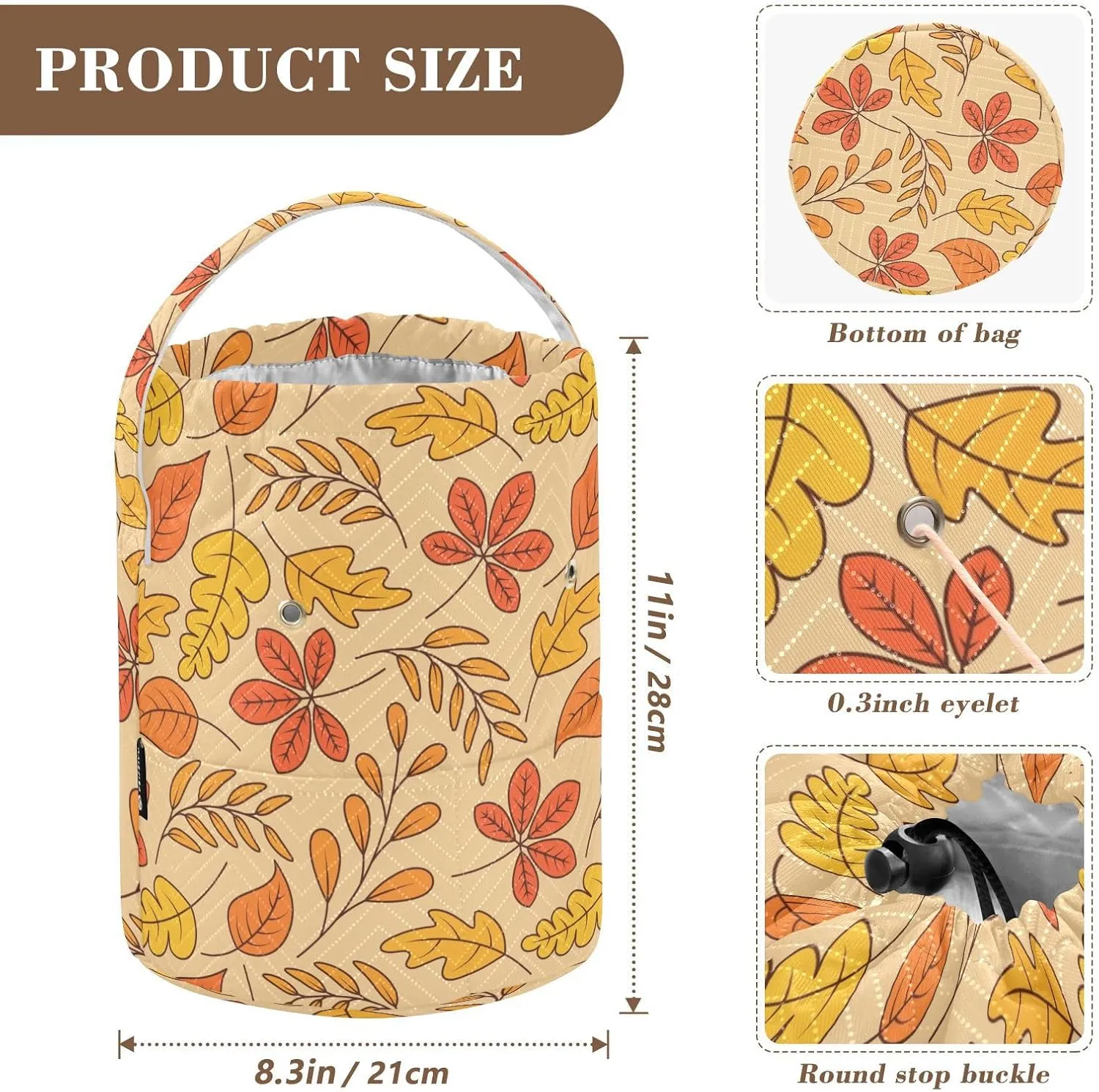 ElliTarr Crochet Bag Yarn Bag with Handle Portable Knitting Project Bag Travel Yarn Storage Organizer Holder Case Fall Leaves